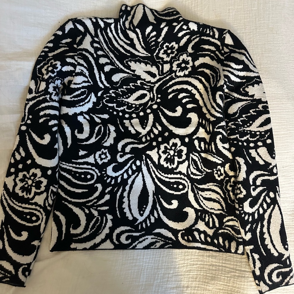 INDUSTRY Black & White Paisley Mock Neck Sweater - Picture 2 of 6